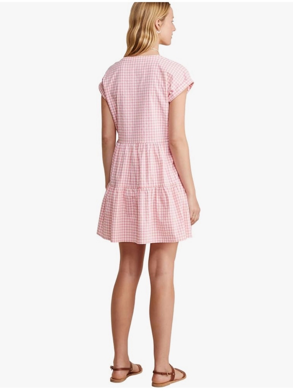Vineyard Vines Harbor Gingham Tiered Performance Dress XL Pink Preppy Coastal - Picture 2 of 7